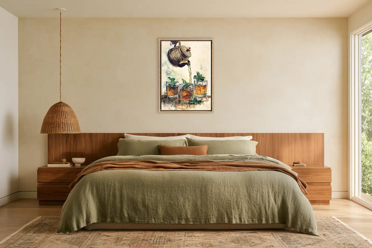 New In – Moroccan framed canvas collection, ambiance shot in a styled interior