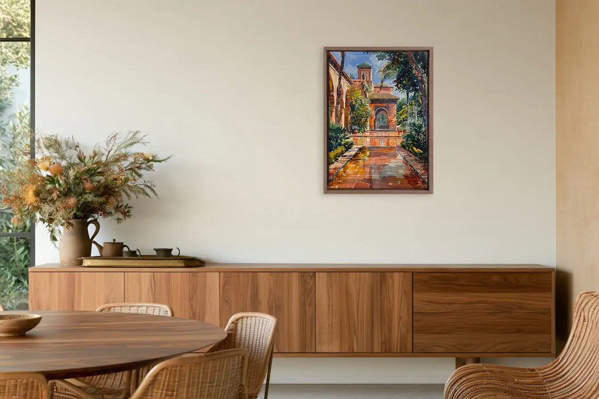 Welcome Home – Moroccan framed canvas collection, ambiance shot in a styled interior