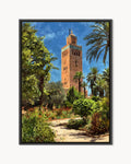 Marrakech – Koutoubia Gardens framed canvas print, product packshot