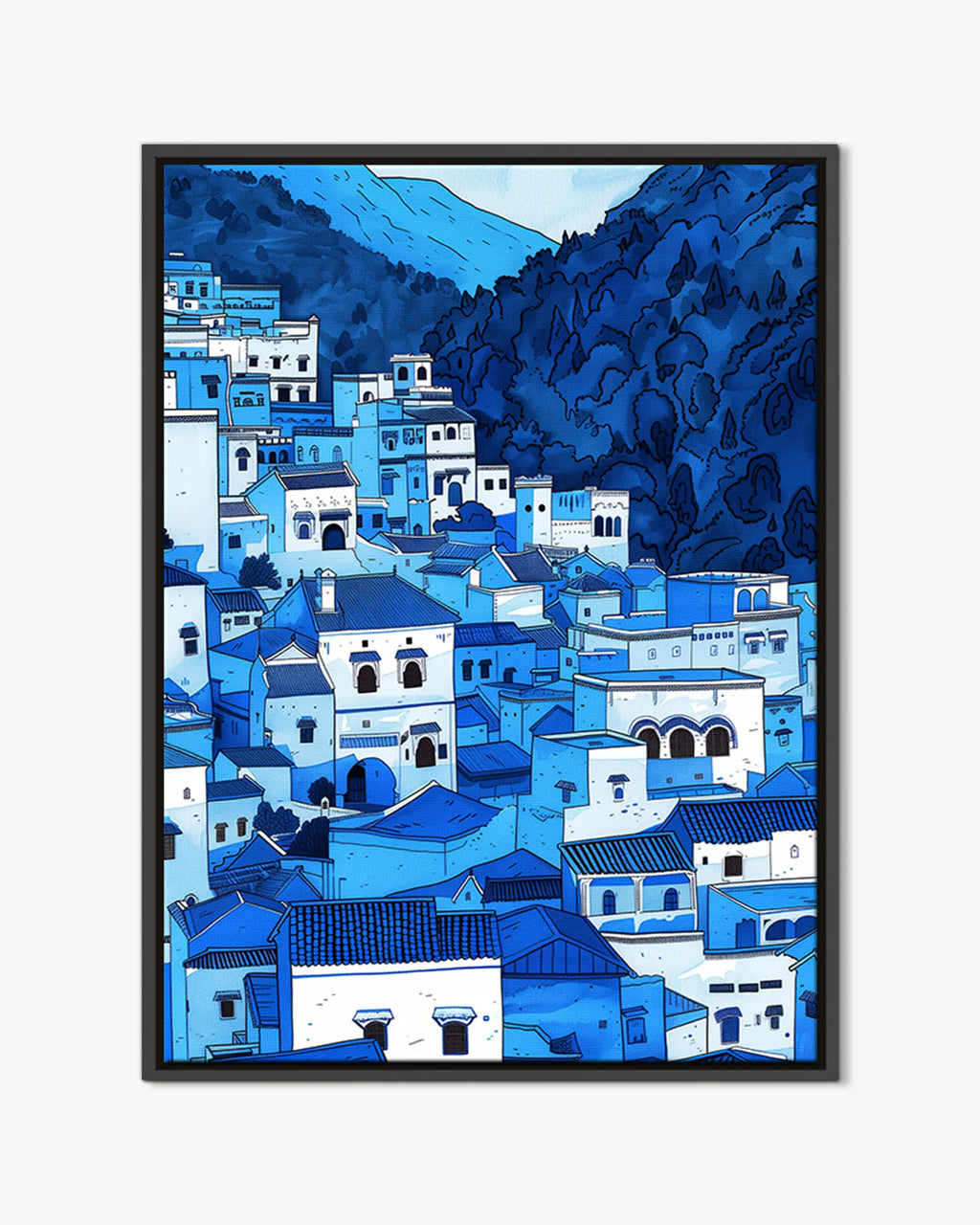 Chefchaouen – Blue Medina framed canvas print, product packshot