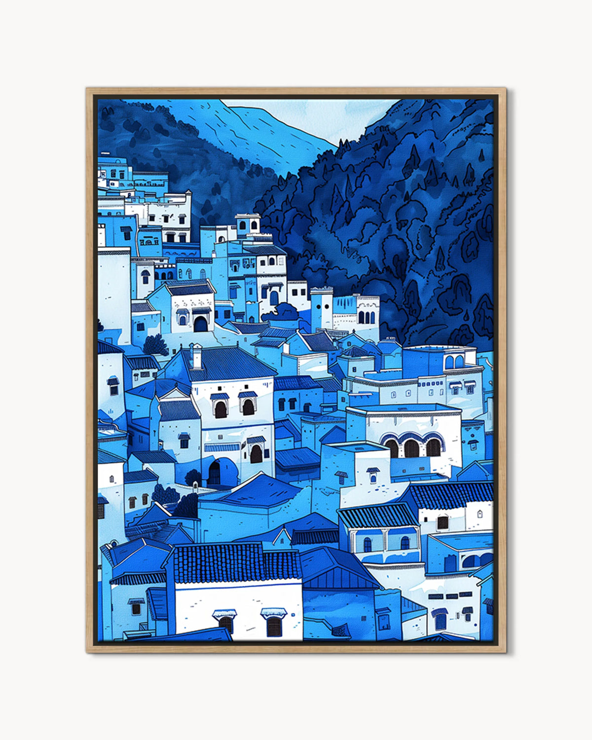 Chefchaouen – Blue Medina framed canvas print, product packshot