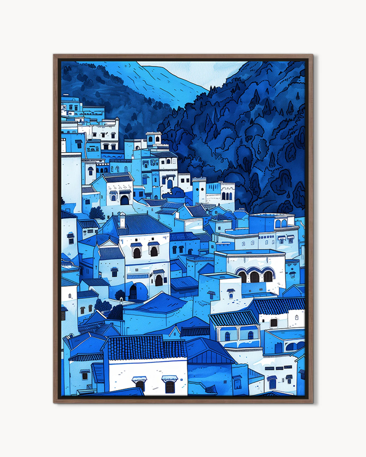 Chefchaouen – Blue Medina framed canvas print, product packshot