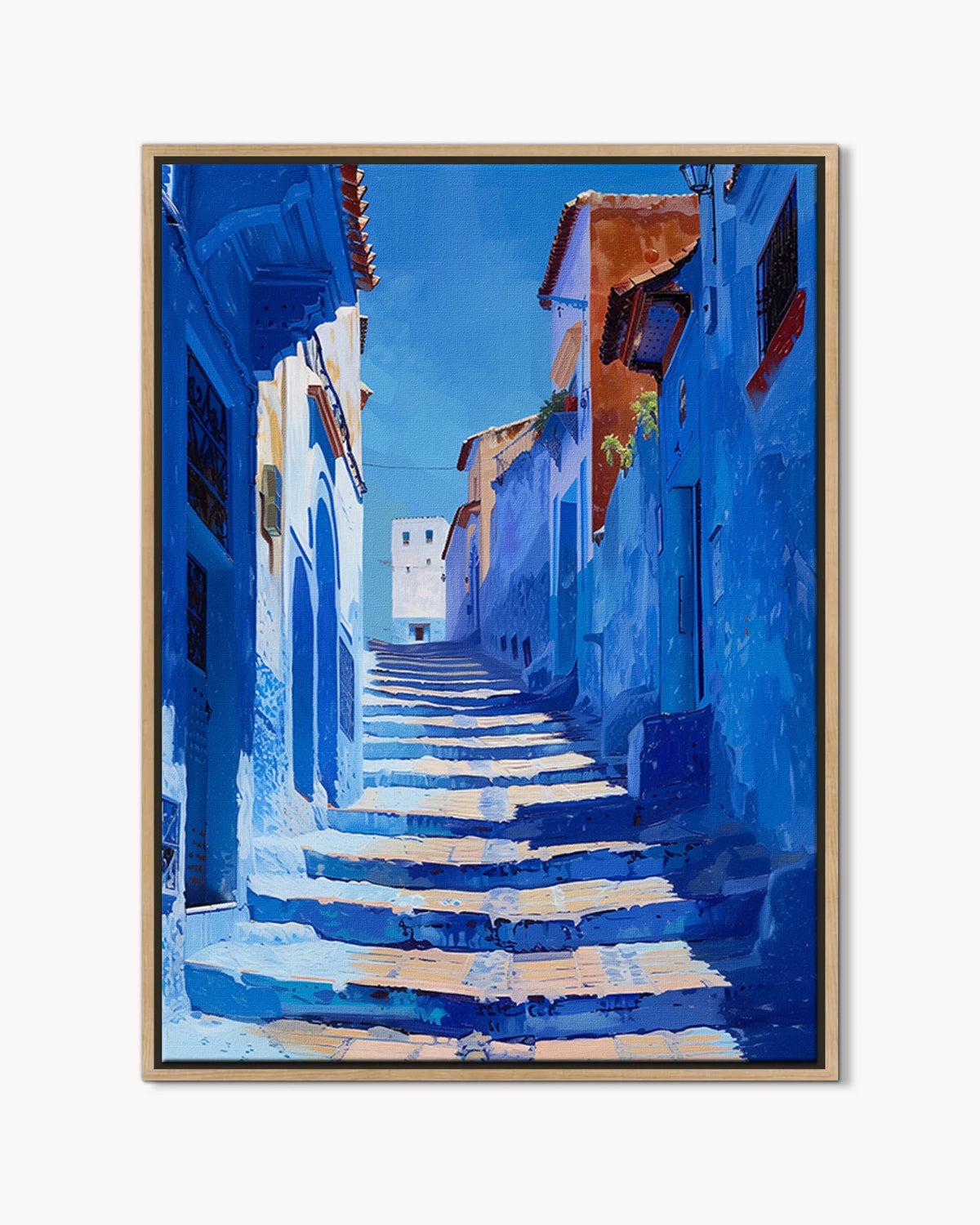 Chefchaouen – Blue Alley framed canvas print, product packshot