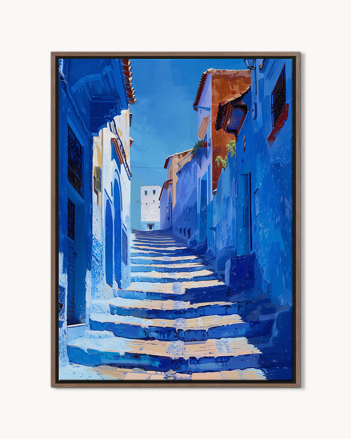 Chefchaouen – Blue Alley framed canvas print, product packshot