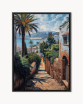 Tangier – Bay and Palms framed canvas print, product packshot
