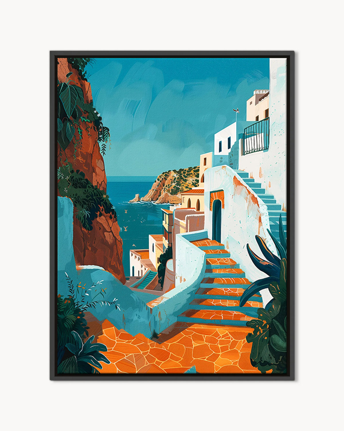 Tangier – Coastal Steps framed canvas print, product packshot