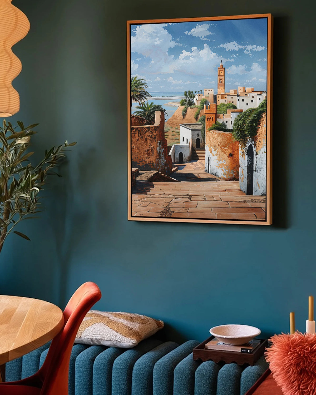 Rabat – Kasbah of the Oudayas framed canvas print, ambiance shot in a styled interior
