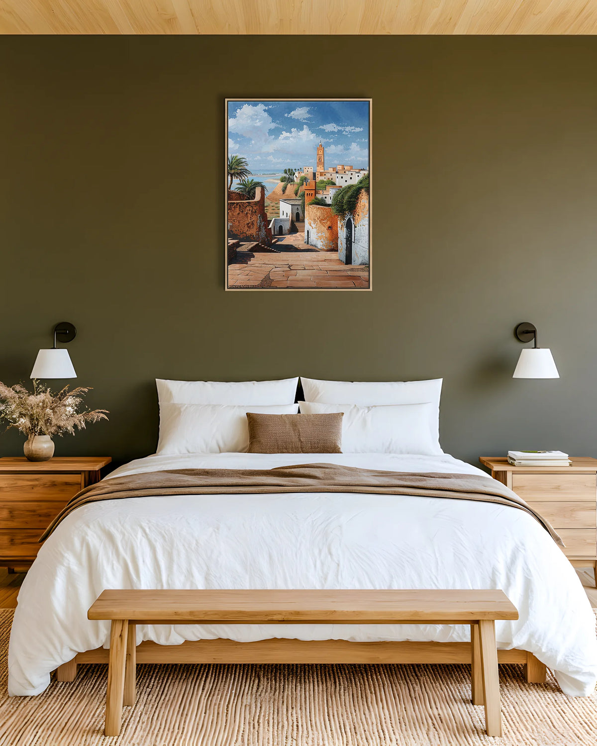 Rabat – Kasbah of the Oudayas framed canvas print, ambiance shot in a styled interior
