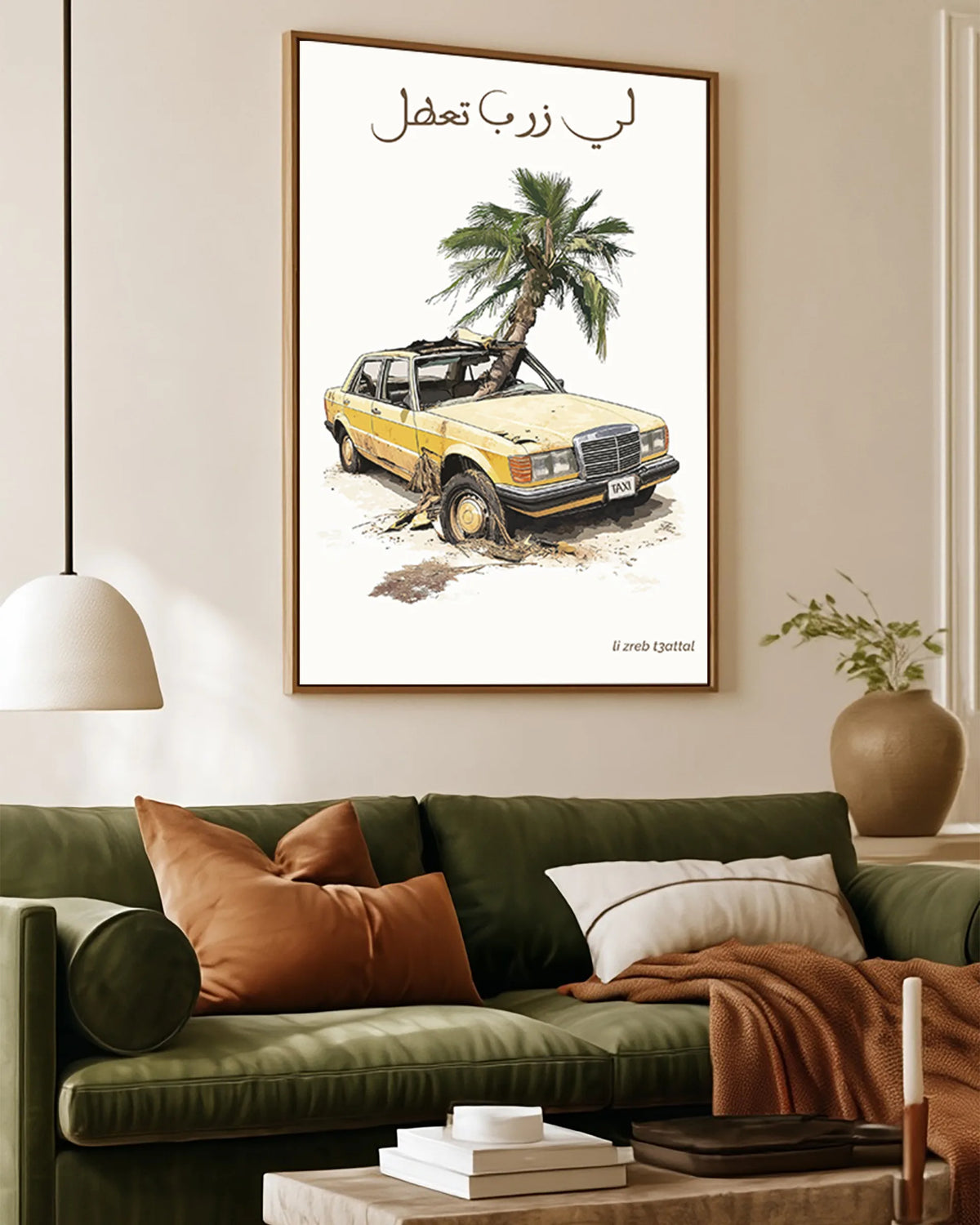 Too Fast, Too Late – The Grand Taxi framed canvas print, ambiance shot in a styled interior