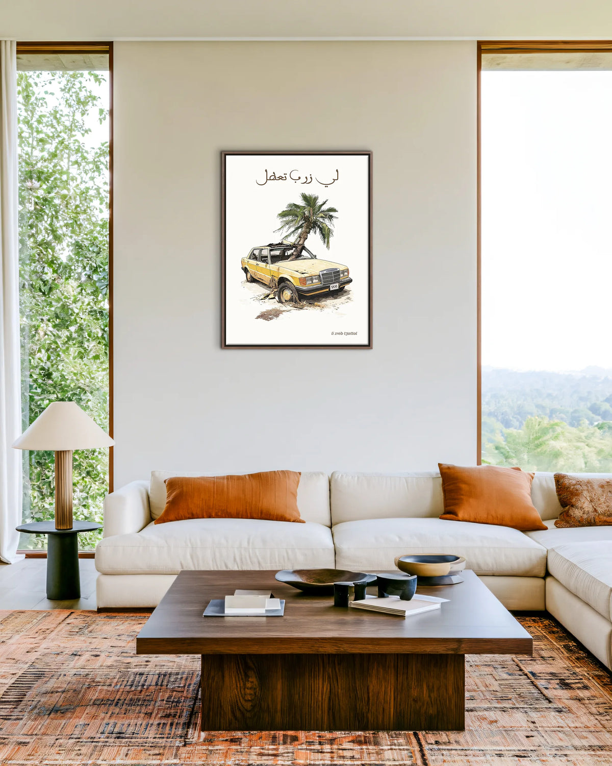 Too Fast, Too Late – The Grand Taxi framed canvas print, ambiance shot in a styled interior