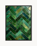 Zellige – Emerald Chevron framed canvas print, product packshot