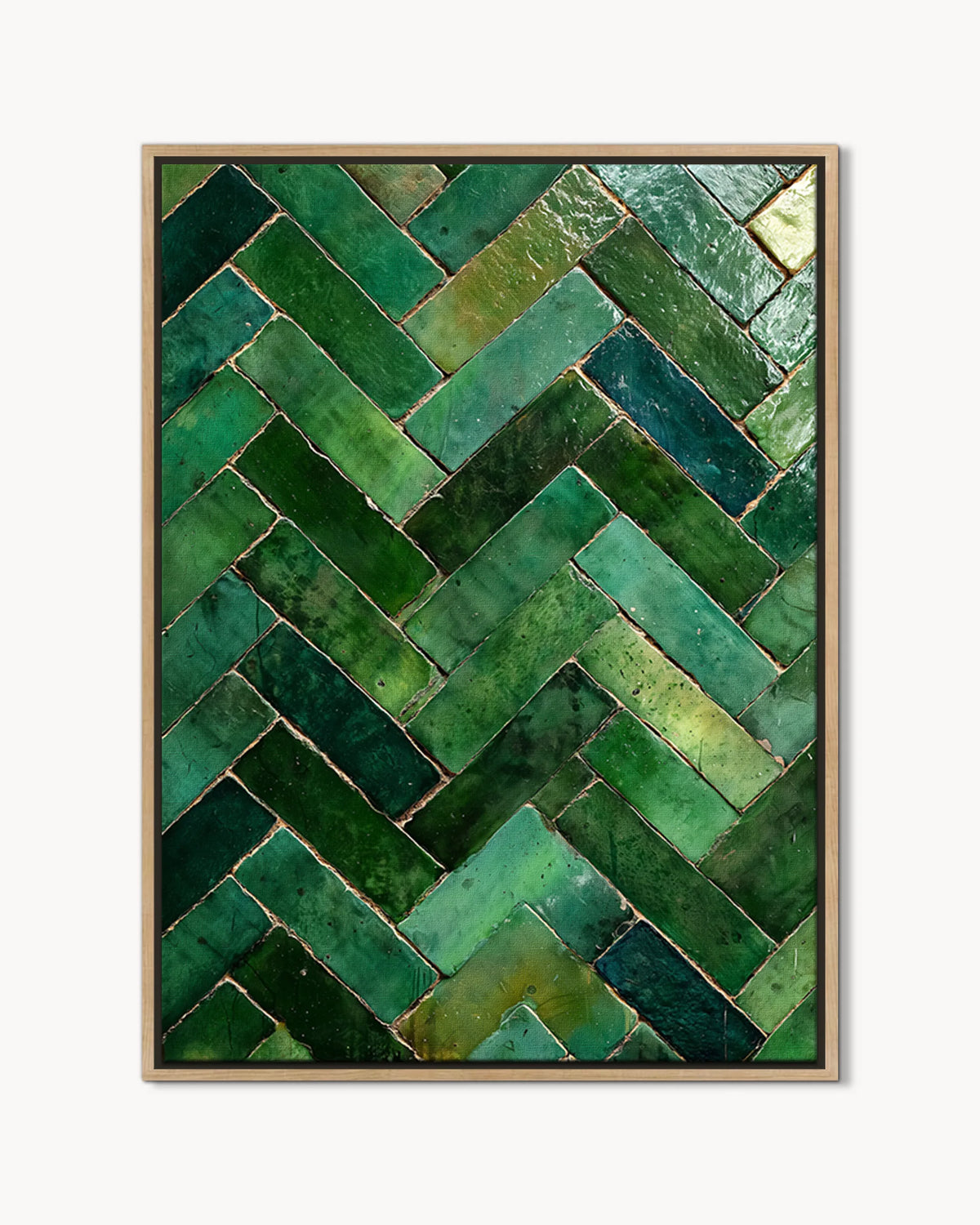Zellige – Emerald Chevron framed canvas print, product packshot