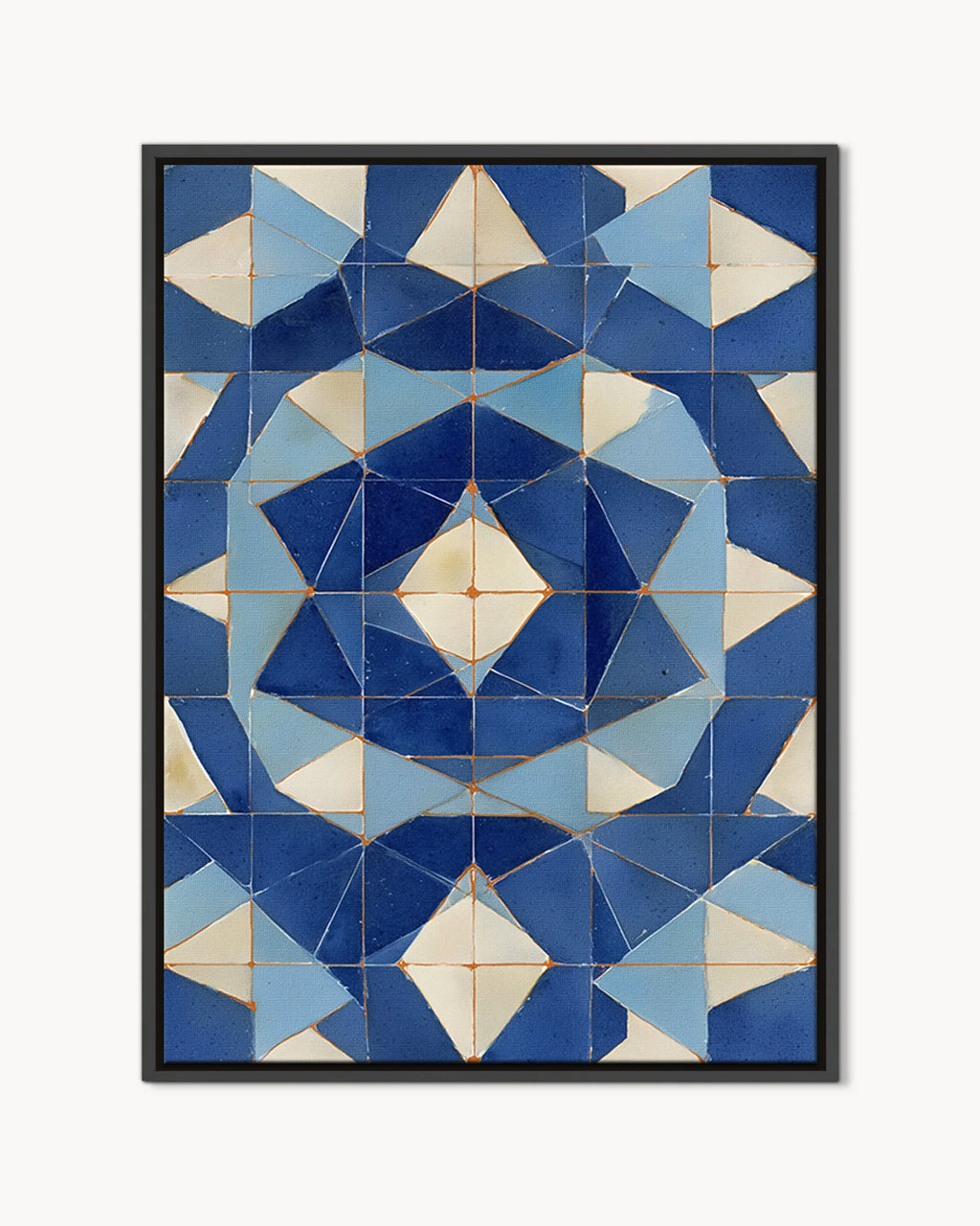 Zellige – Blue Geometric Star framed canvas print, product packshot