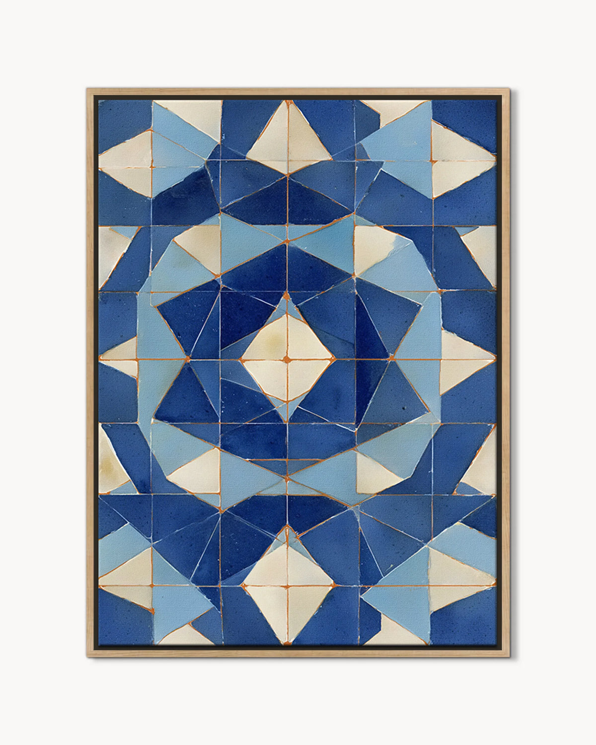 Zellige – Blue Geometric Star framed canvas print, product packshot