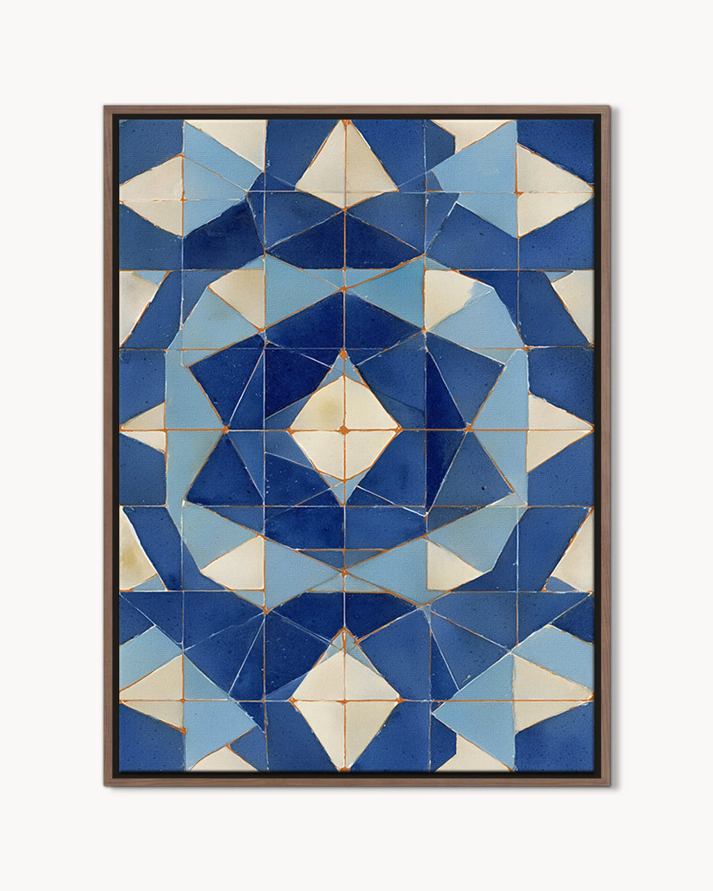 Zellige – Blue Geometric Star framed canvas print, product packshot