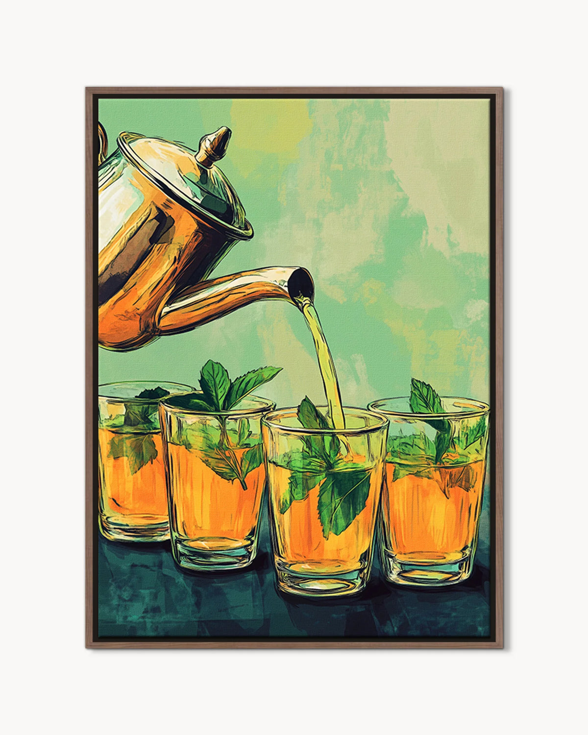 Atay – Amber and Mint Tea framed canvas print, product packshot