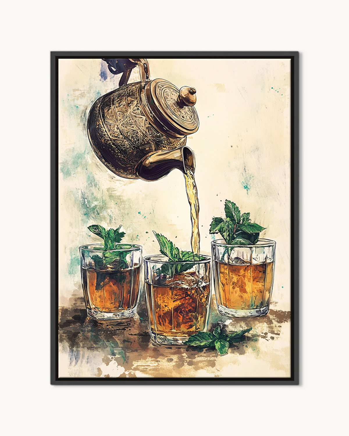 Atay – Watercolour Tea framed canvas print, product packshot