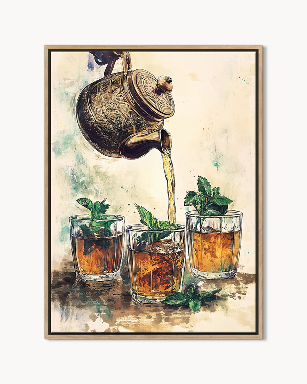Atay – Watercolour Tea framed canvas print, product packshot