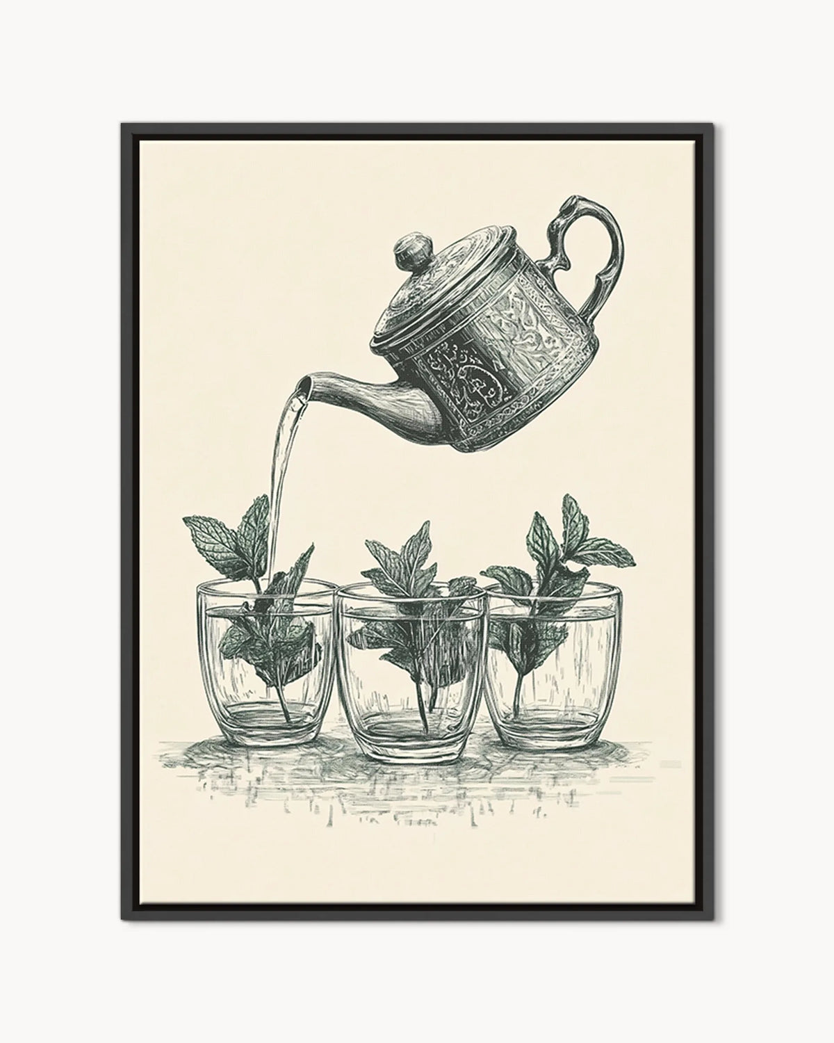 Atay – Vintage Sketch Tea framed canvas print, product packshot
