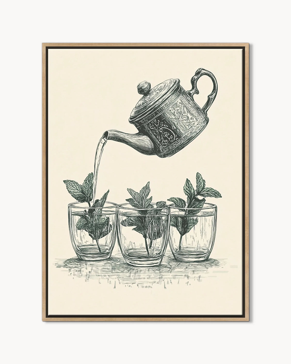 Atay – Vintage Sketch Tea framed canvas print, product packshot