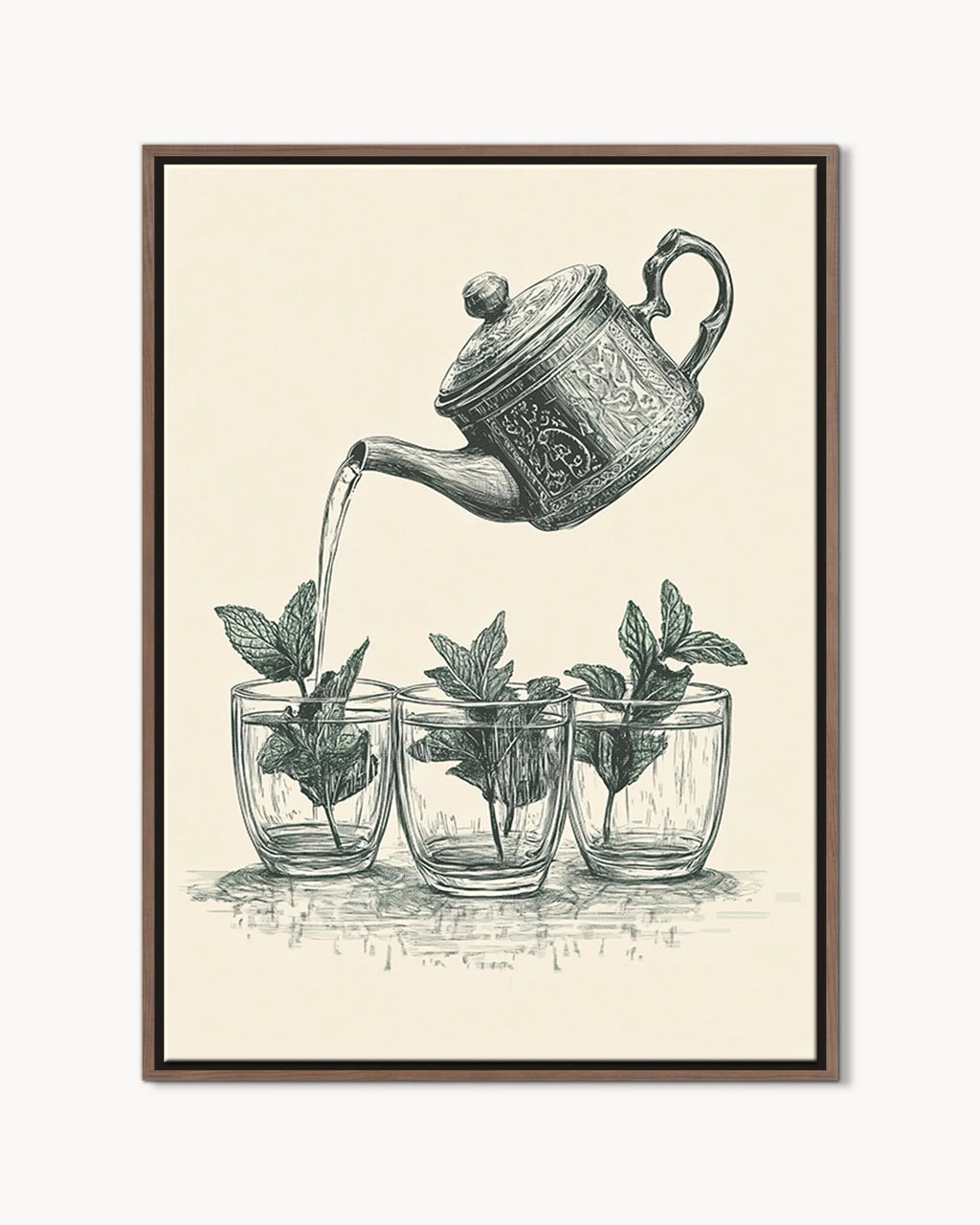 Atay – Vintage Sketch Tea framed canvas print, product packshot
