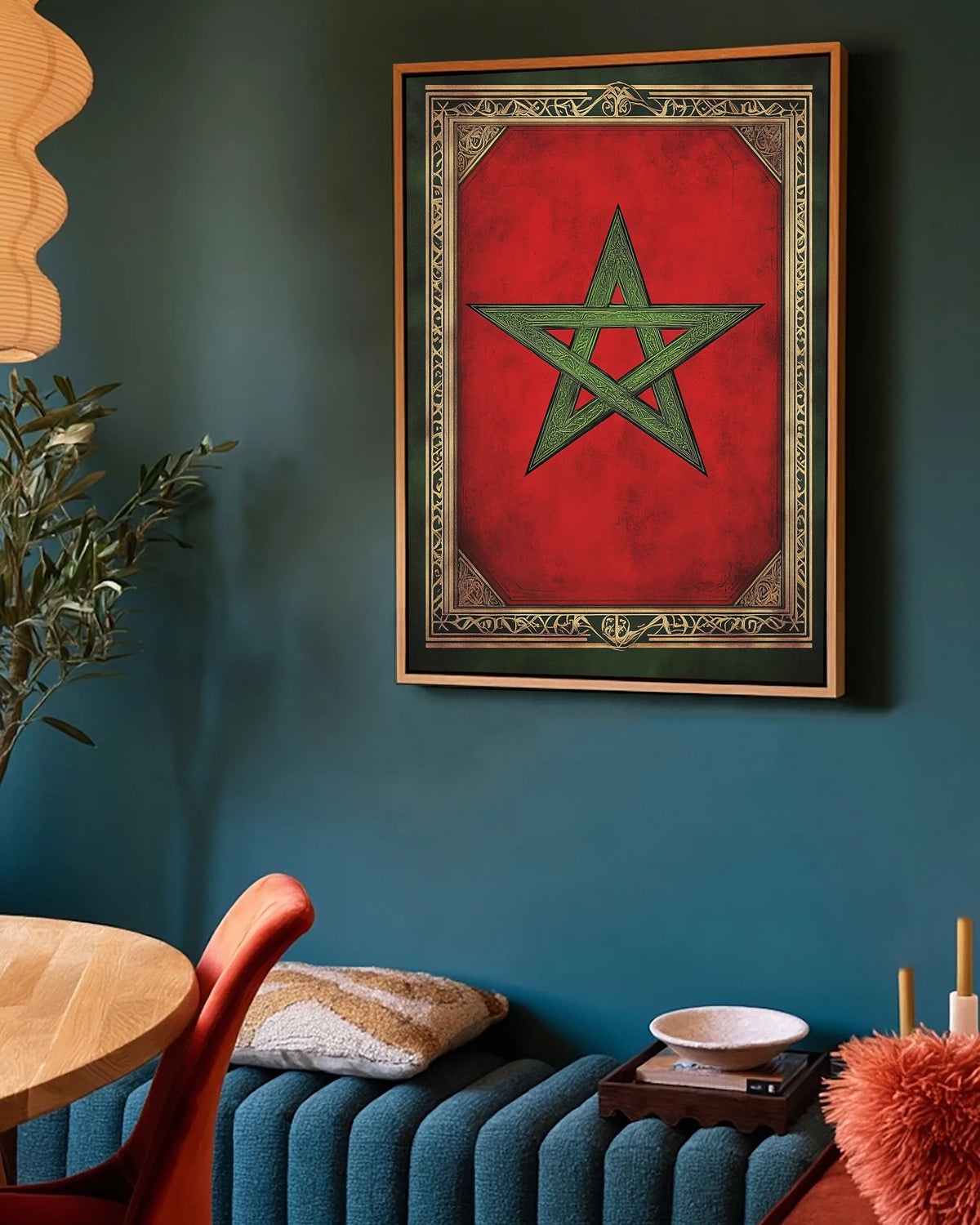 Flag – Royal Illumination framed canvas print, ambiance shot in a styled interior