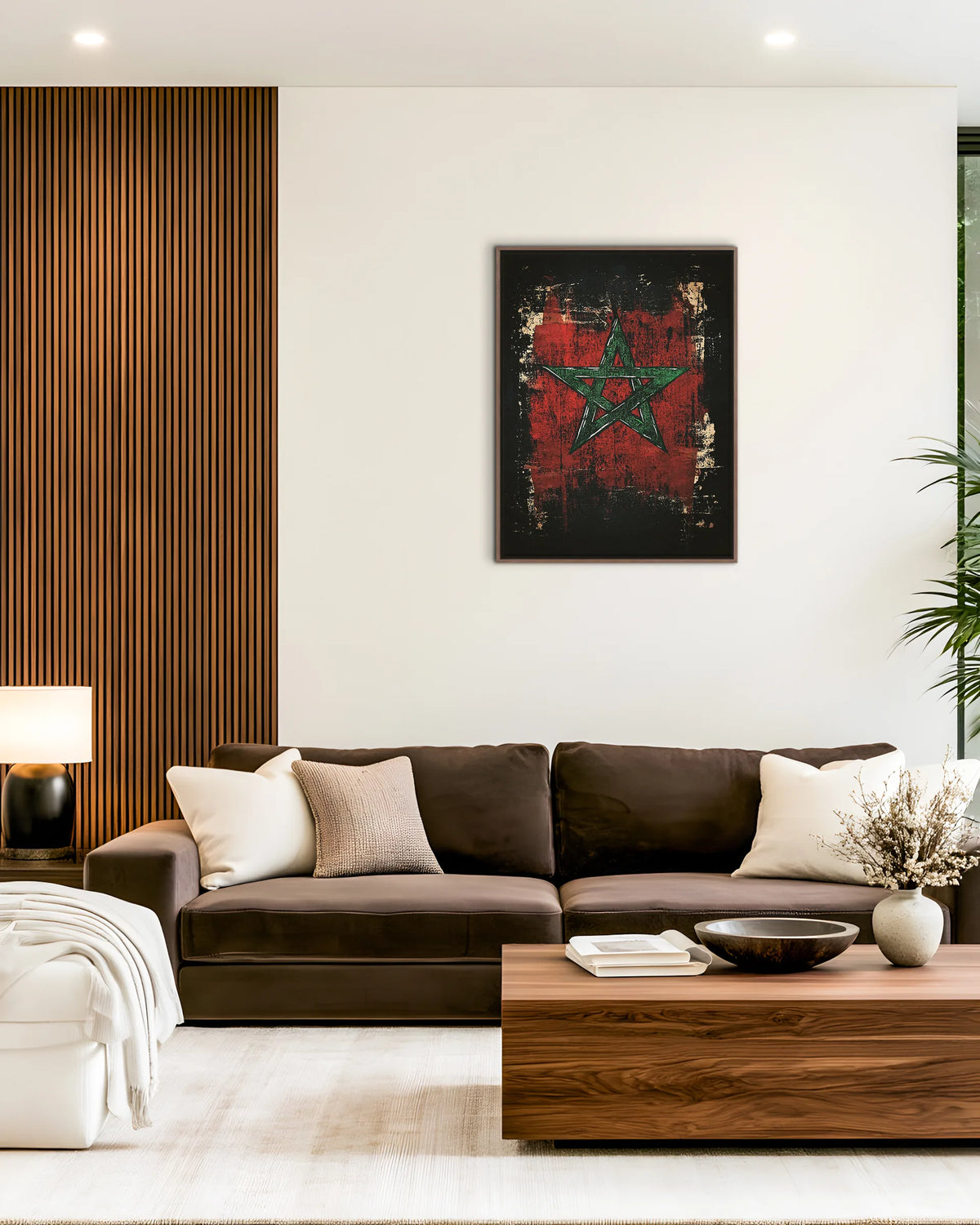 Flag – Dark Grunge framed canvas print, ambiance shot in a styled interior