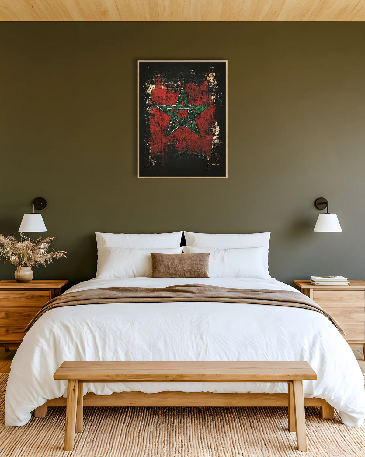 Flag – Dark Grunge framed canvas print, ambiance shot in a styled interior
