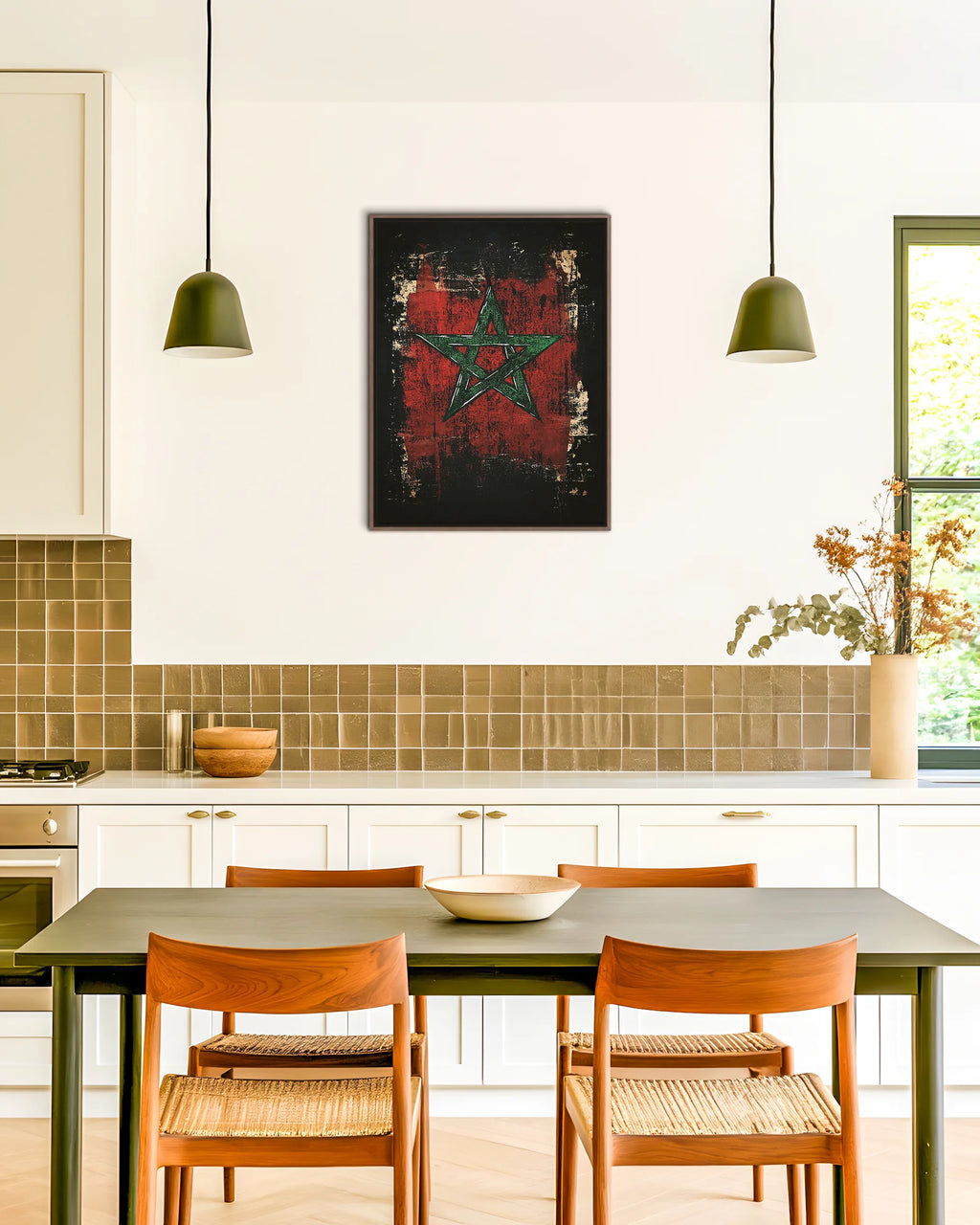 Flag – Dark Grunge framed canvas print, ambiance shot in a styled interior
