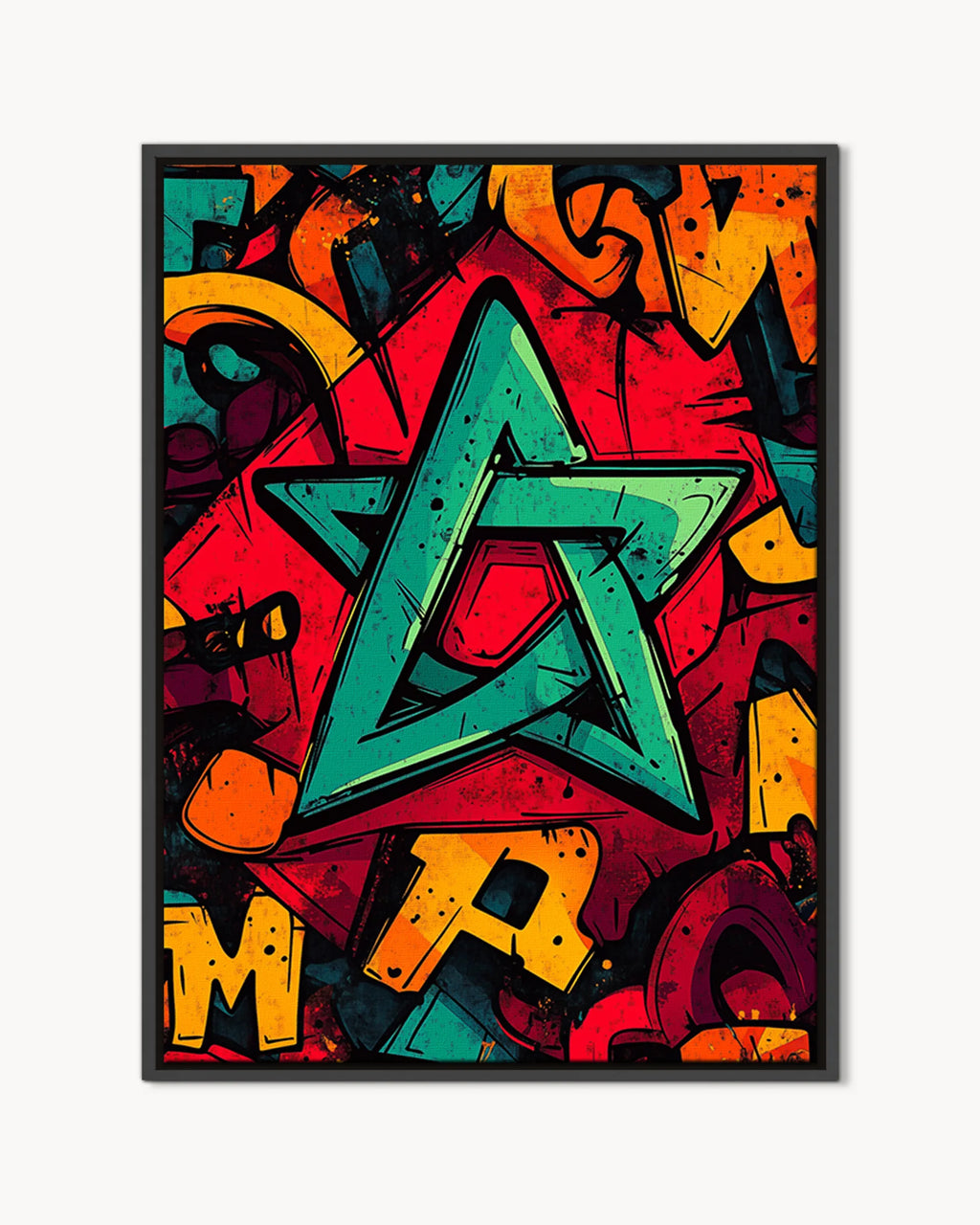 Flag – Star Graffiti Pop framed canvas print, product packshot