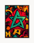 Flag – Star Graffiti Pop framed canvas print, product packshot