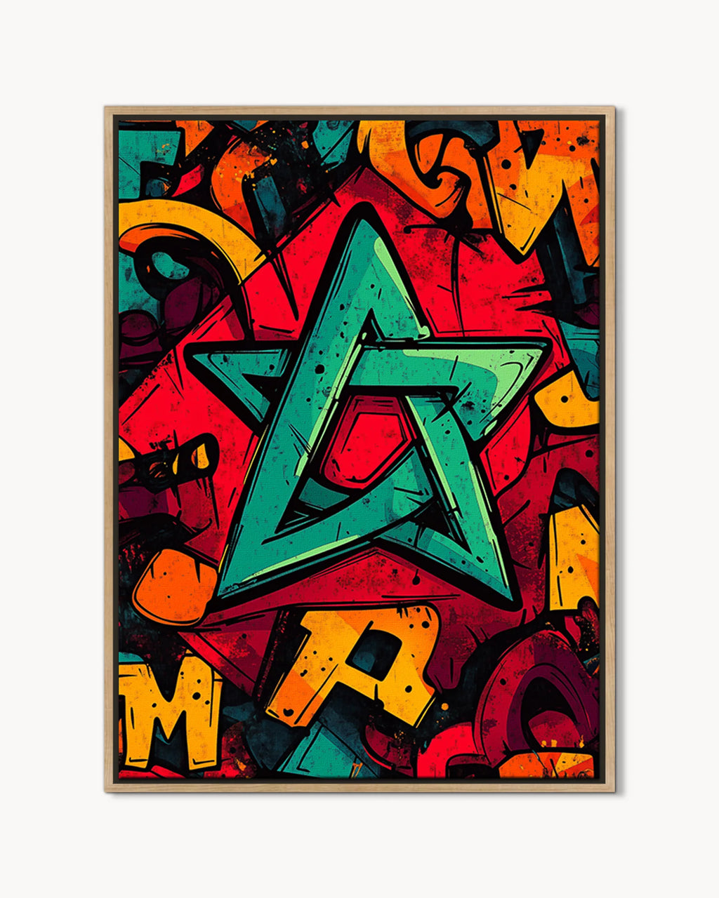 Flag – Star Graffiti Pop framed canvas print, product packshot