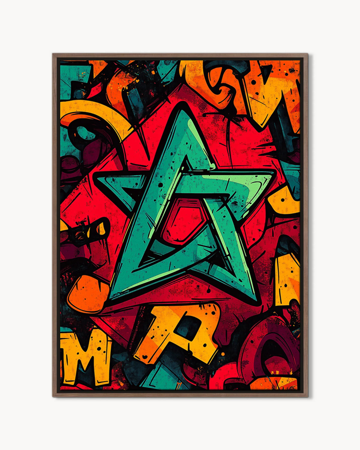 Flag – Star Graffiti Pop framed canvas print, product packshot