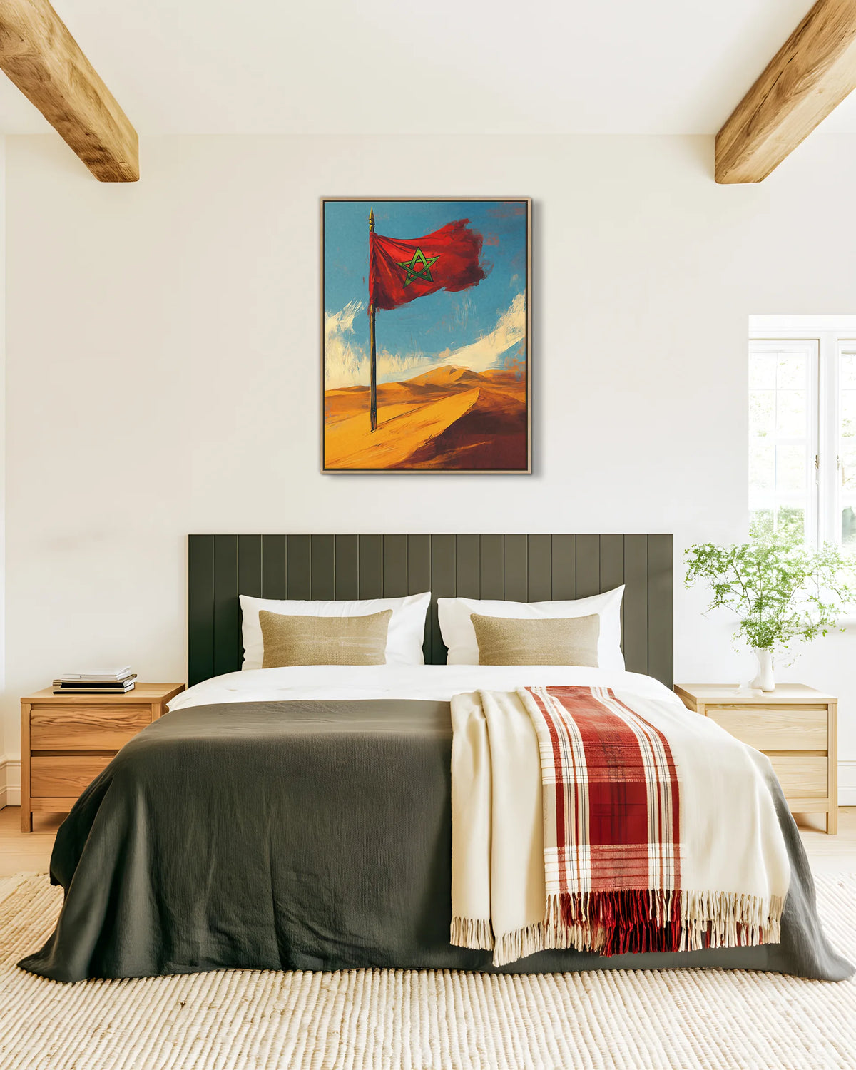 Flag – Sahara Dunes framed canvas print, ambiance shot in a styled interior