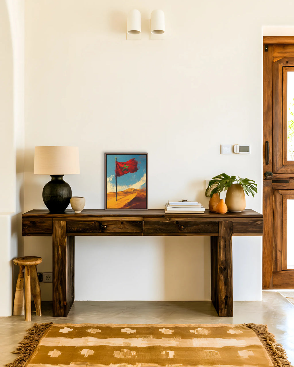 Flag – Sahara Dunes framed canvas print, ambiance shot in a styled interior