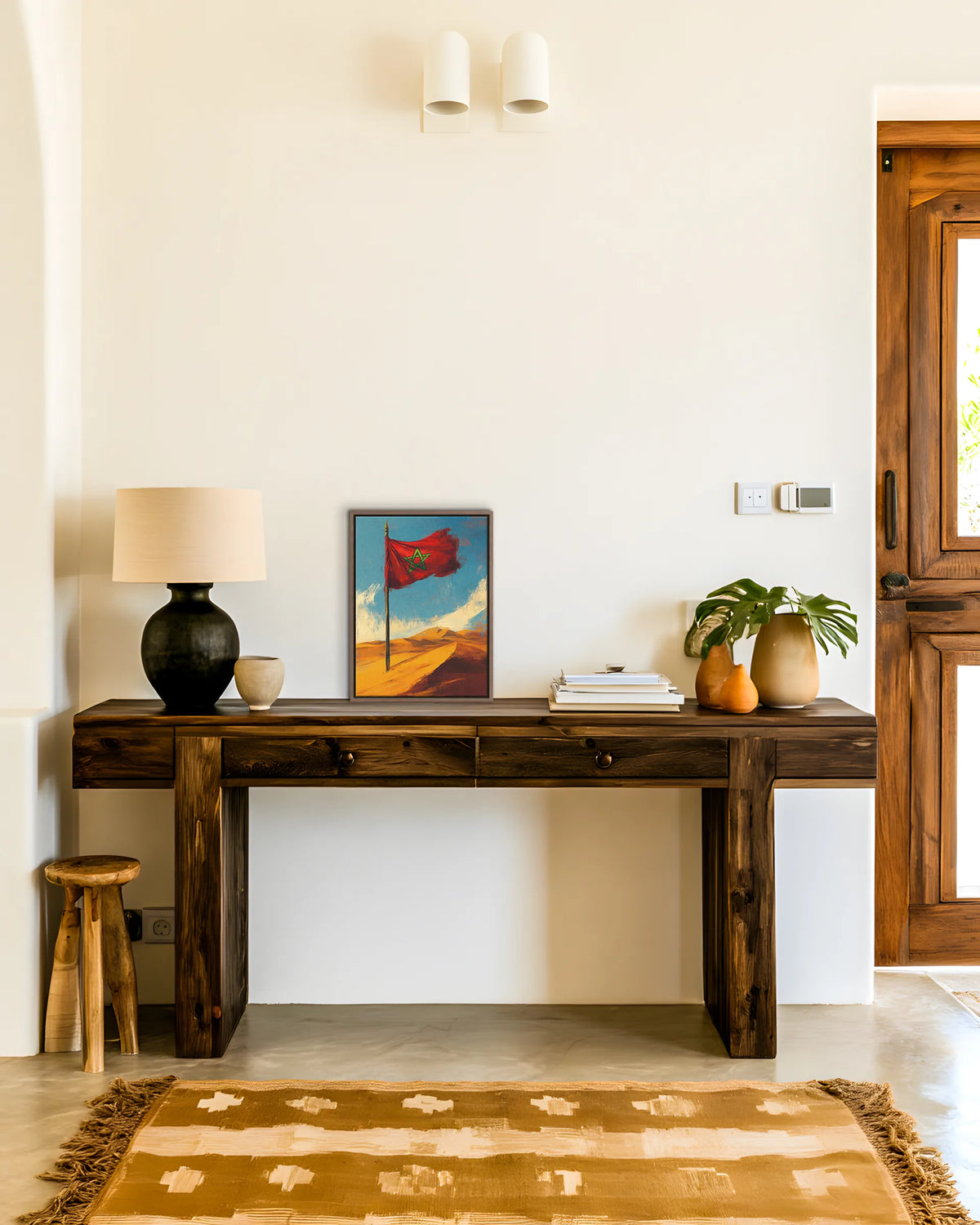Flag – Sahara Dunes framed canvas print, ambiance shot in a styled interior