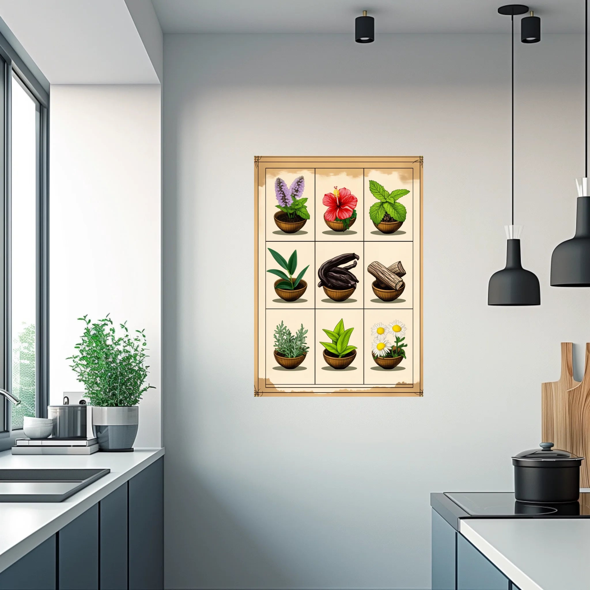 High-resolution visual of the Moroccan aromatic herbs wall art, shown either in a stylish interior setting or as a detailed product mockup.