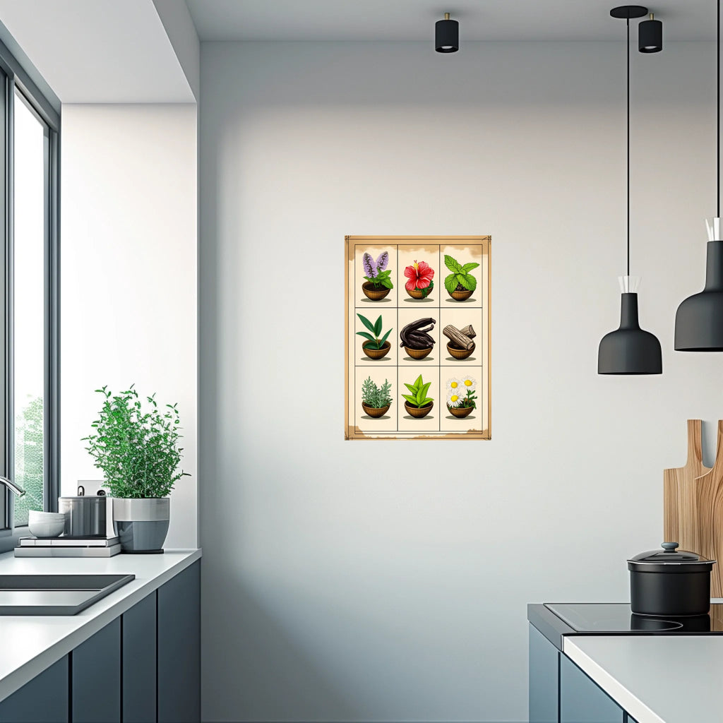 High-resolution visual of the Moroccan aromatic herbs wall art, shown either in a stylish interior setting or as a detailed product mockup.
