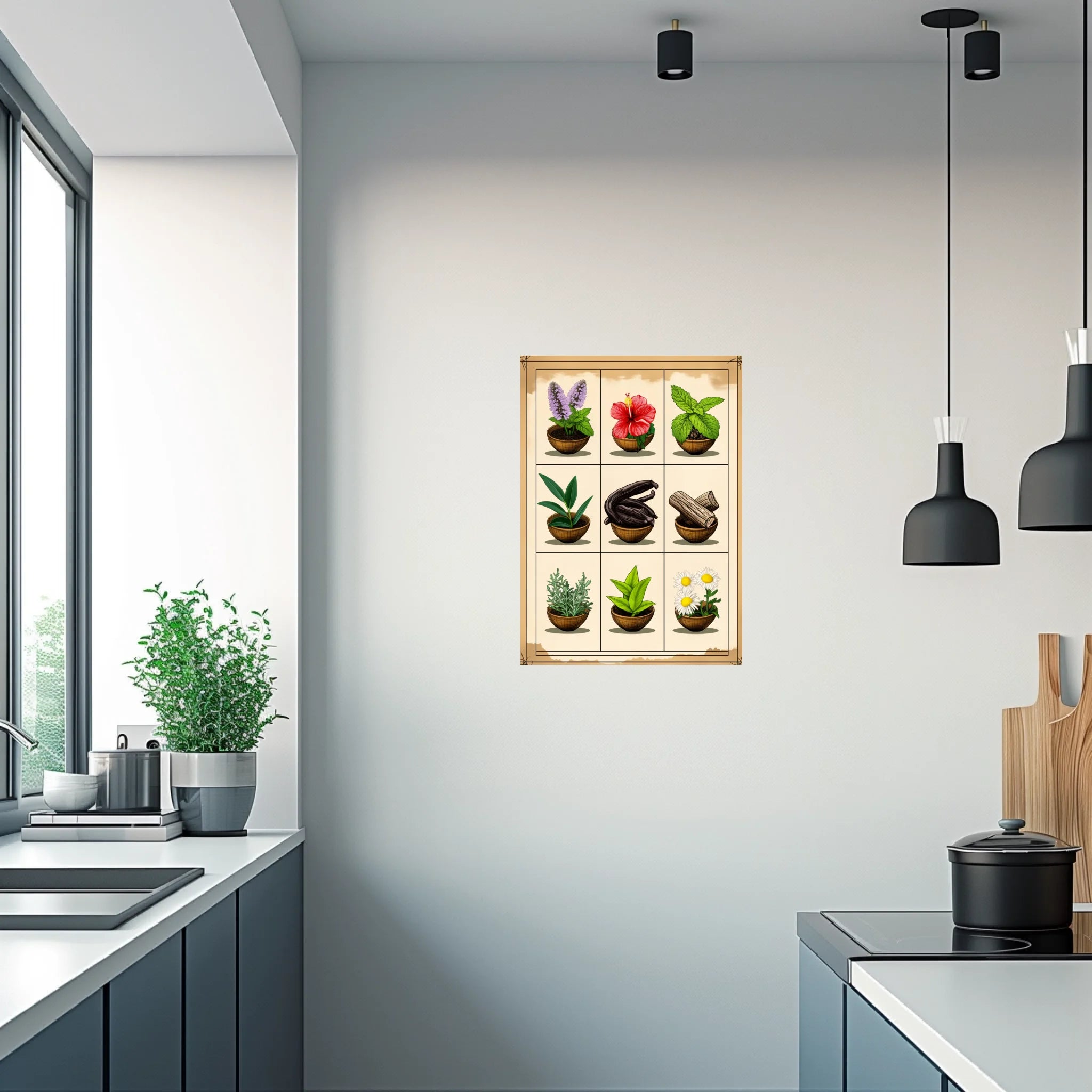 High-resolution visual of the Moroccan aromatic herbs wall art, shown either in a stylish interior setting or as a detailed product mockup.