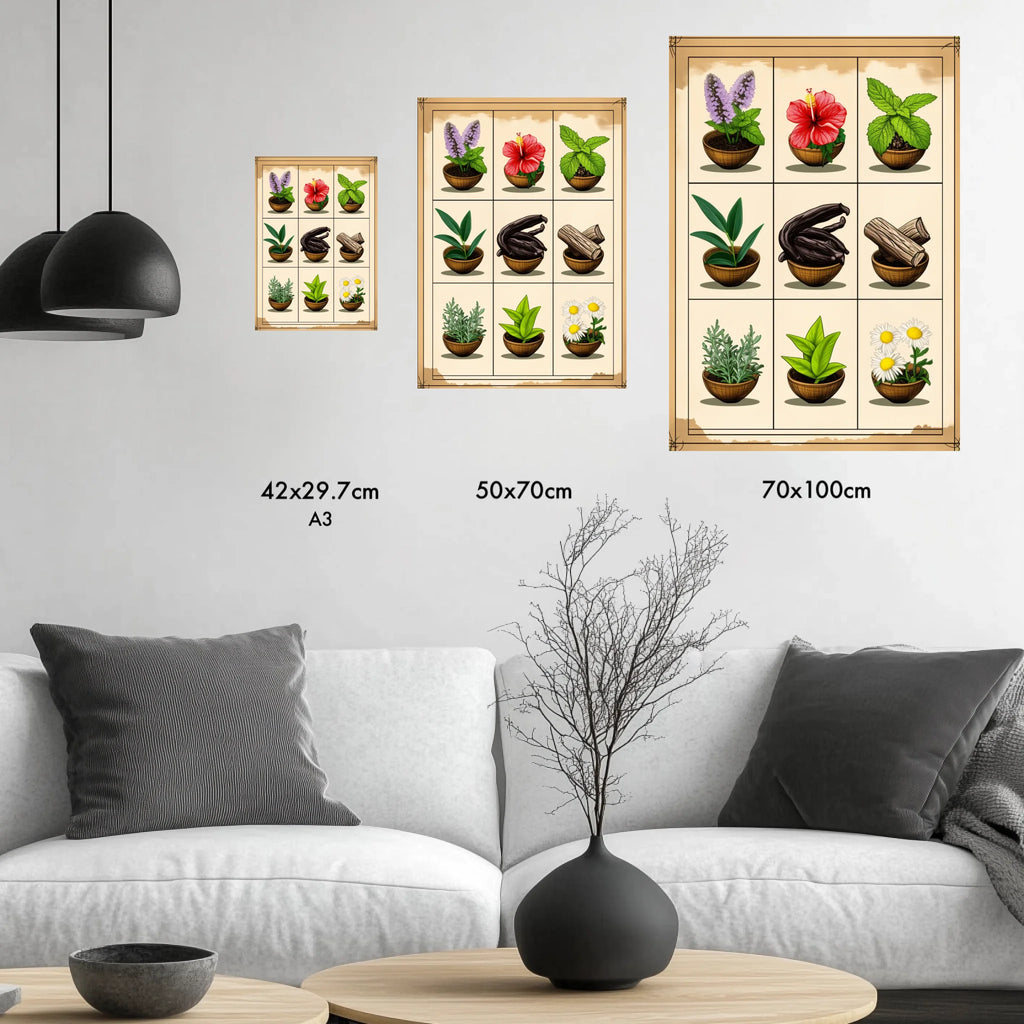 High-resolution visual of the Moroccan aromatic herbs wall art, shown either in a stylish interior setting or as a detailed product mockup.