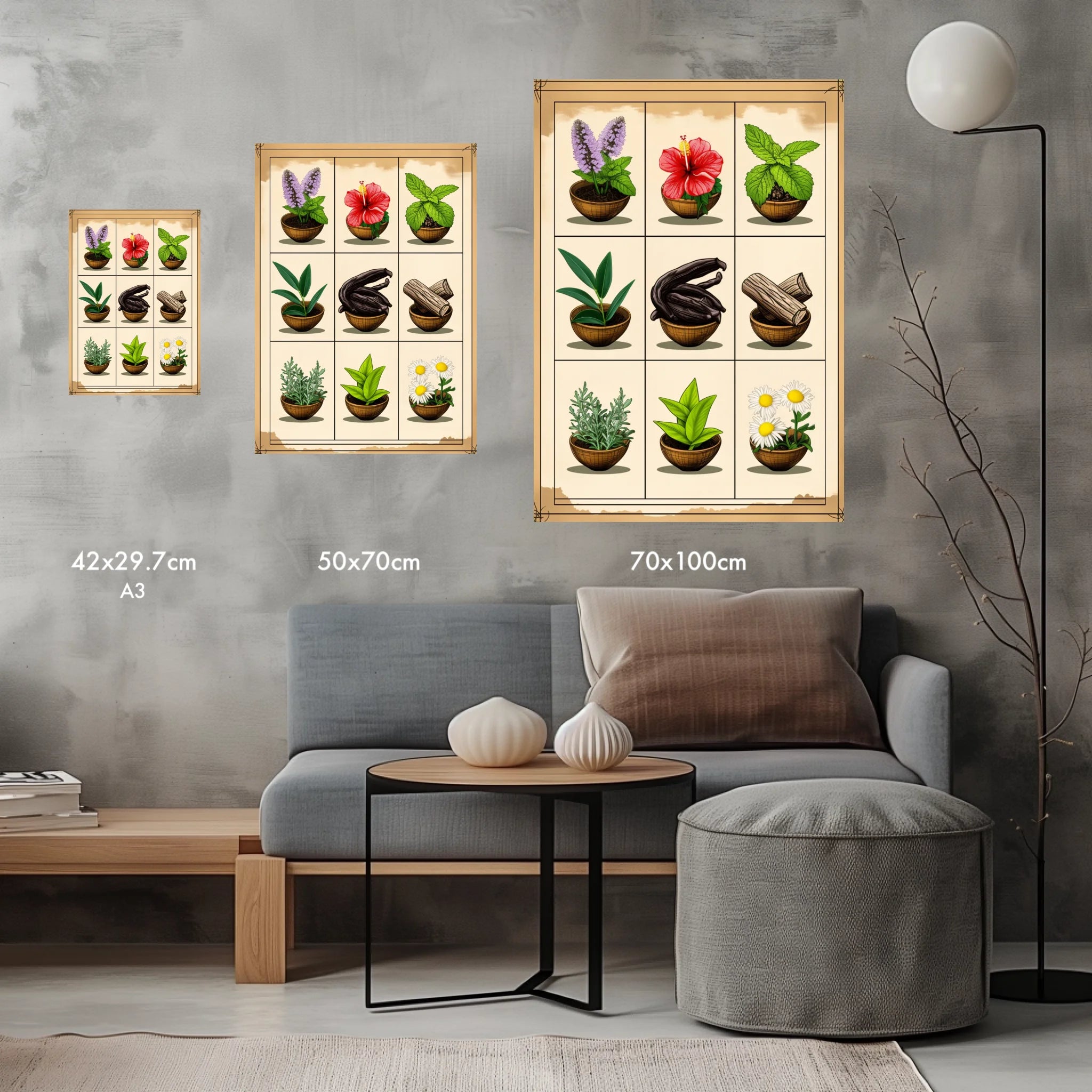 High-resolution visual of the Moroccan aromatic herbs wall art, shown either in a stylish interior setting or as a detailed product mockup.