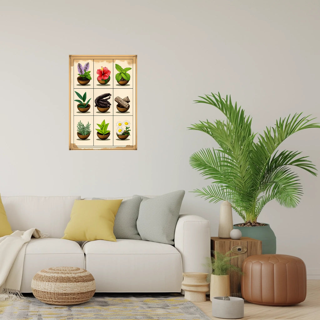 High-resolution visual of the Moroccan aromatic herbs wall art, shown either in a stylish interior setting or as a detailed product mockup.