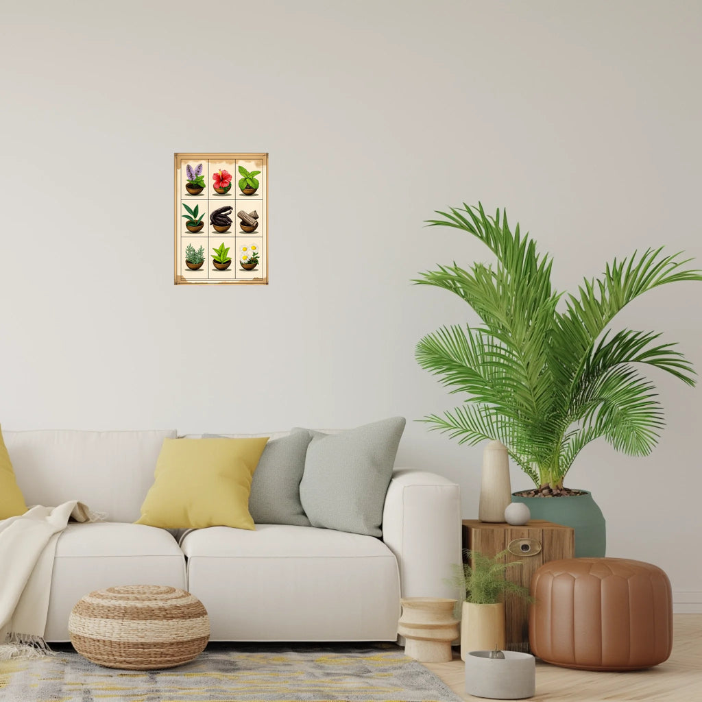 High-resolution visual of the Moroccan aromatic herbs wall art, shown either in a stylish interior setting or as a detailed product mockup.