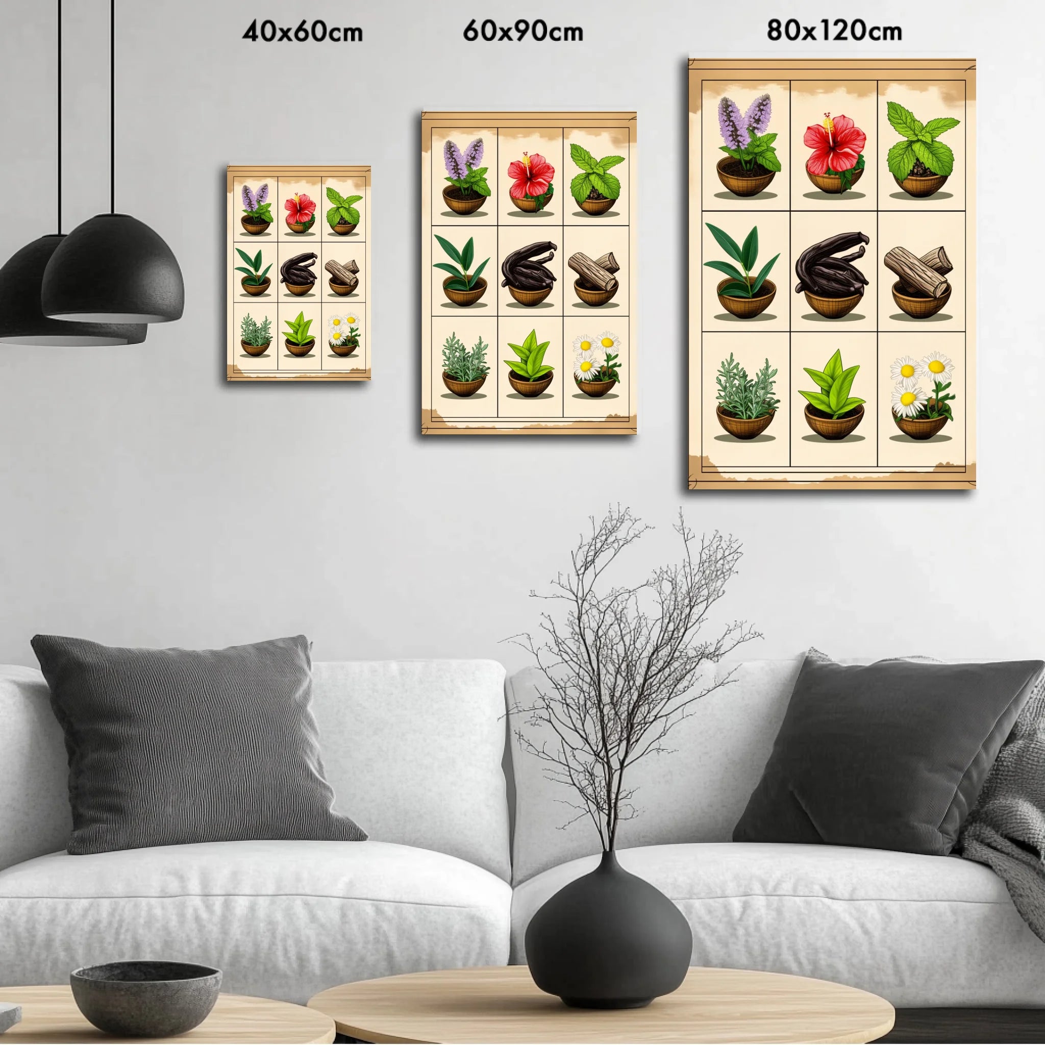 High-resolution visual of the Moroccan aromatic herbs wall art, shown either in a stylish interior setting or as a detailed product mockup.