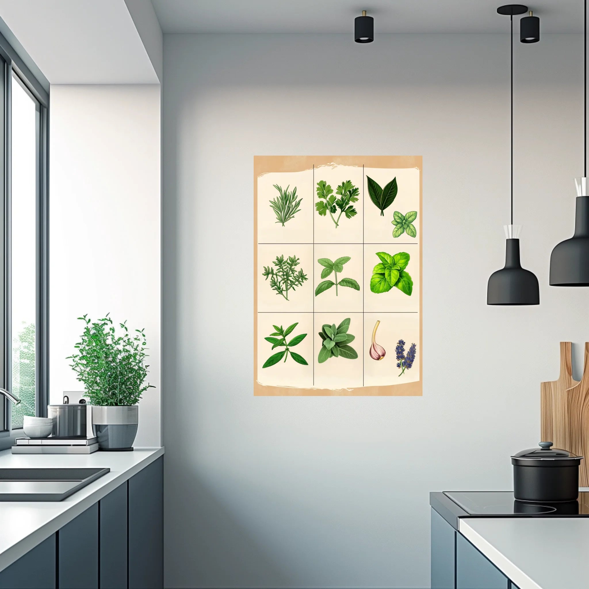 High-resolution visual of the Moroccan culinary herbs wall art, shown either in a stylish interior setting or as a detailed product mockup.