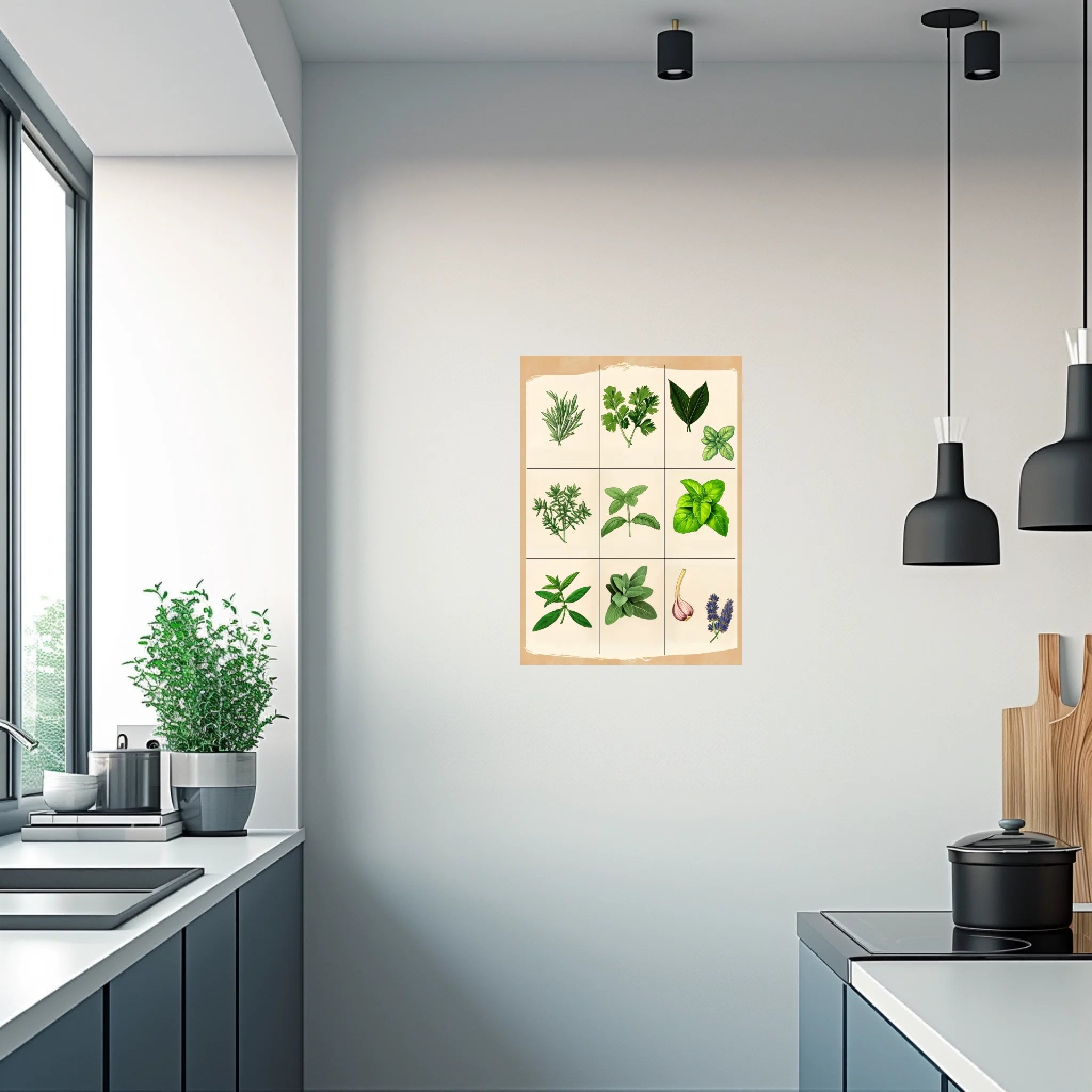 High-resolution visual of the Moroccan culinary herbs wall art, shown either in a stylish interior setting or as a detailed product mockup.