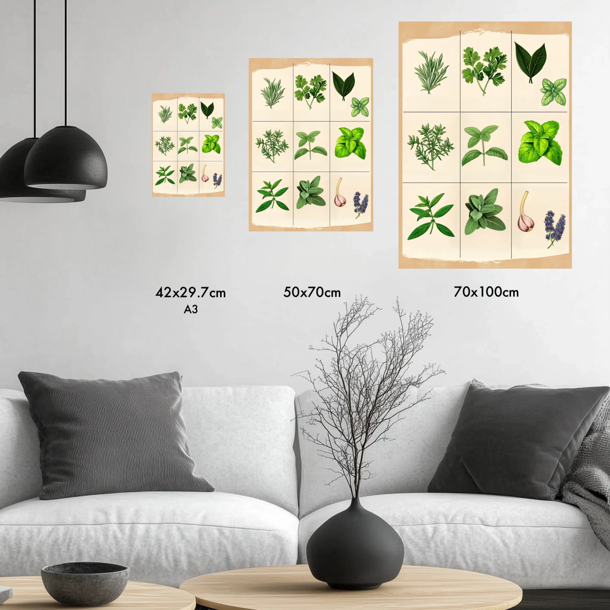 High-resolution visual of the Moroccan culinary herbs wall art, shown either in a stylish interior setting or as a detailed product mockup.