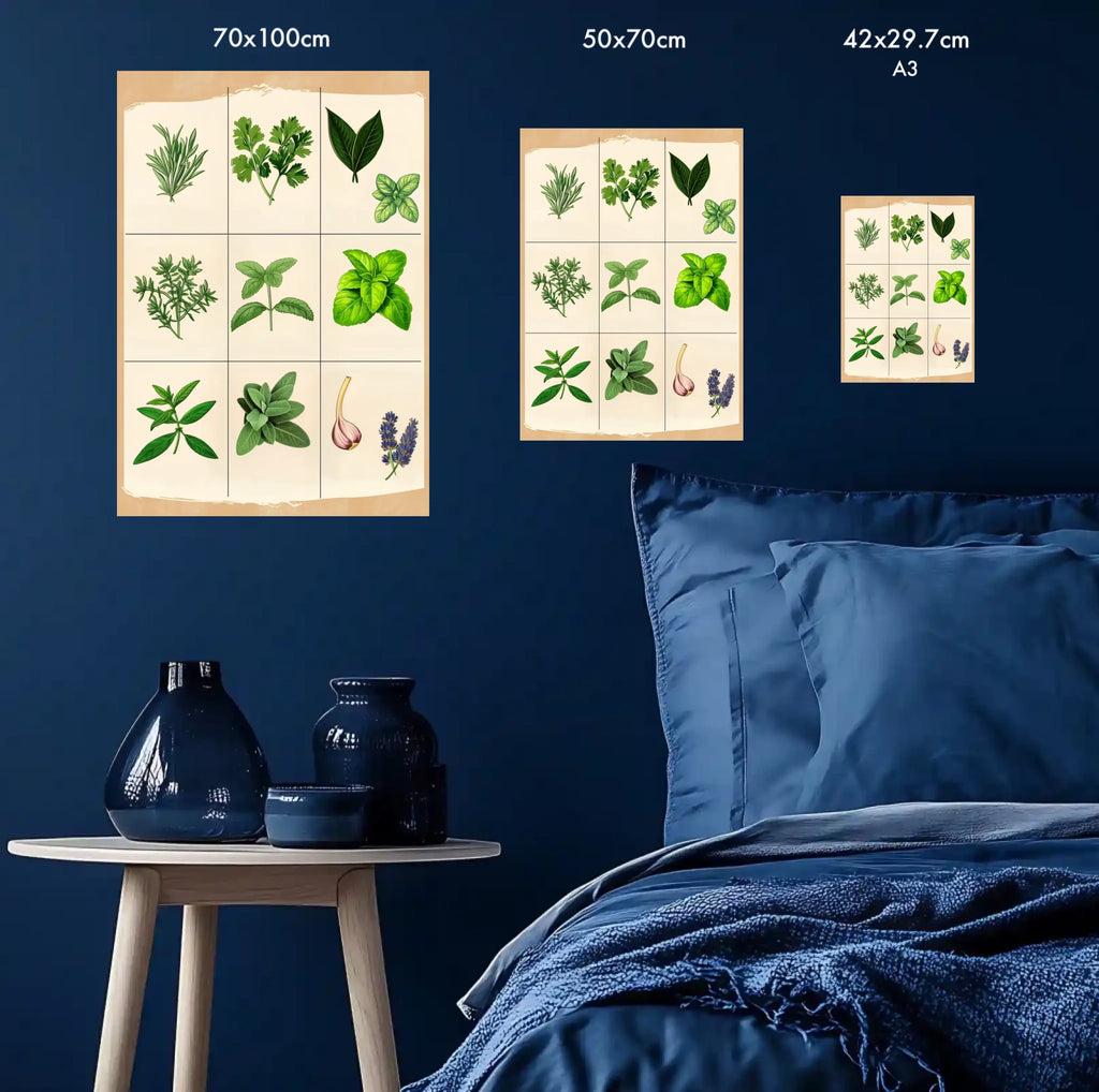 High-resolution visual of the Moroccan culinary herbs wall art, shown either in a stylish interior setting or as a detailed product mockup.