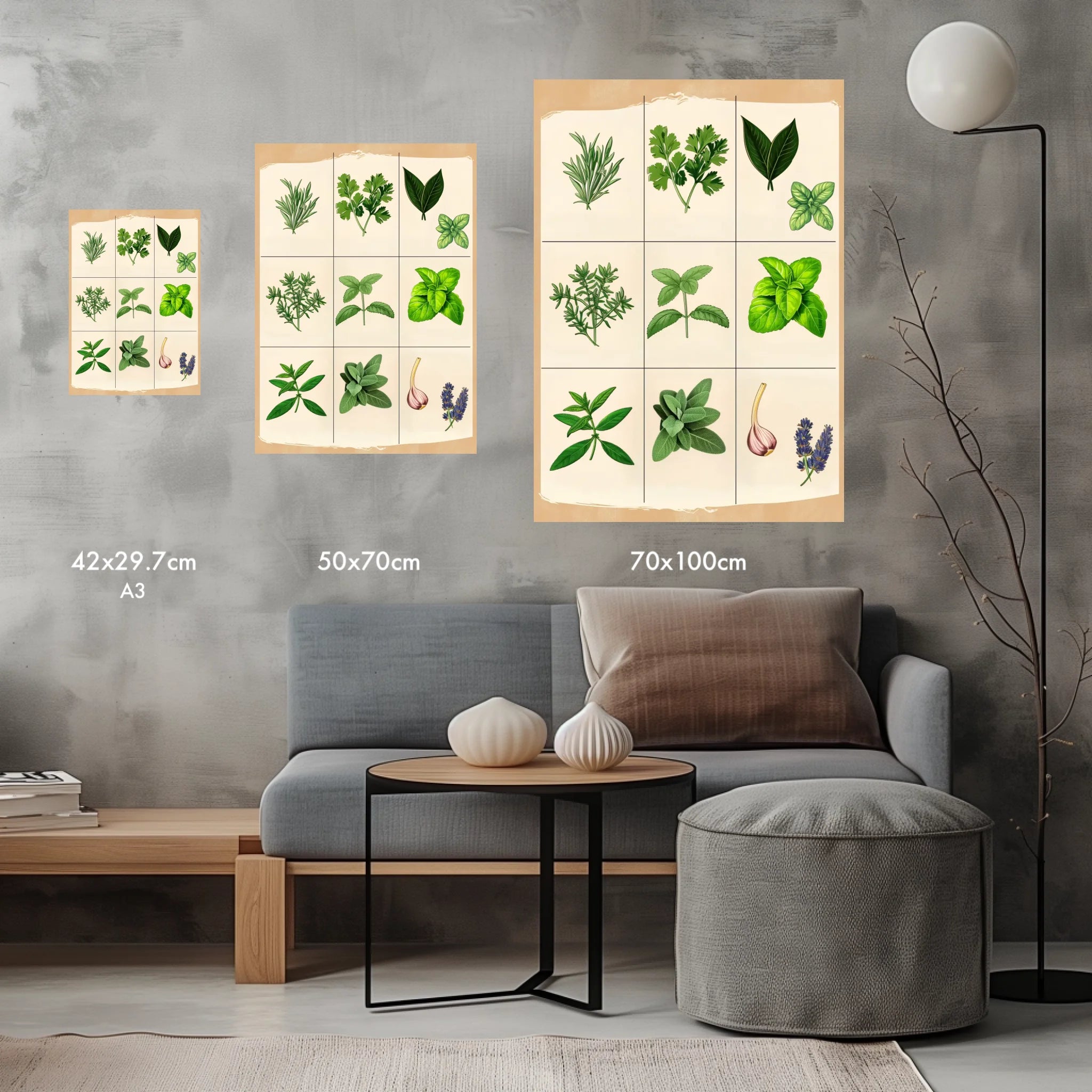 High-resolution visual of the Moroccan culinary herbs wall art, shown either in a stylish interior setting or as a detailed product mockup.