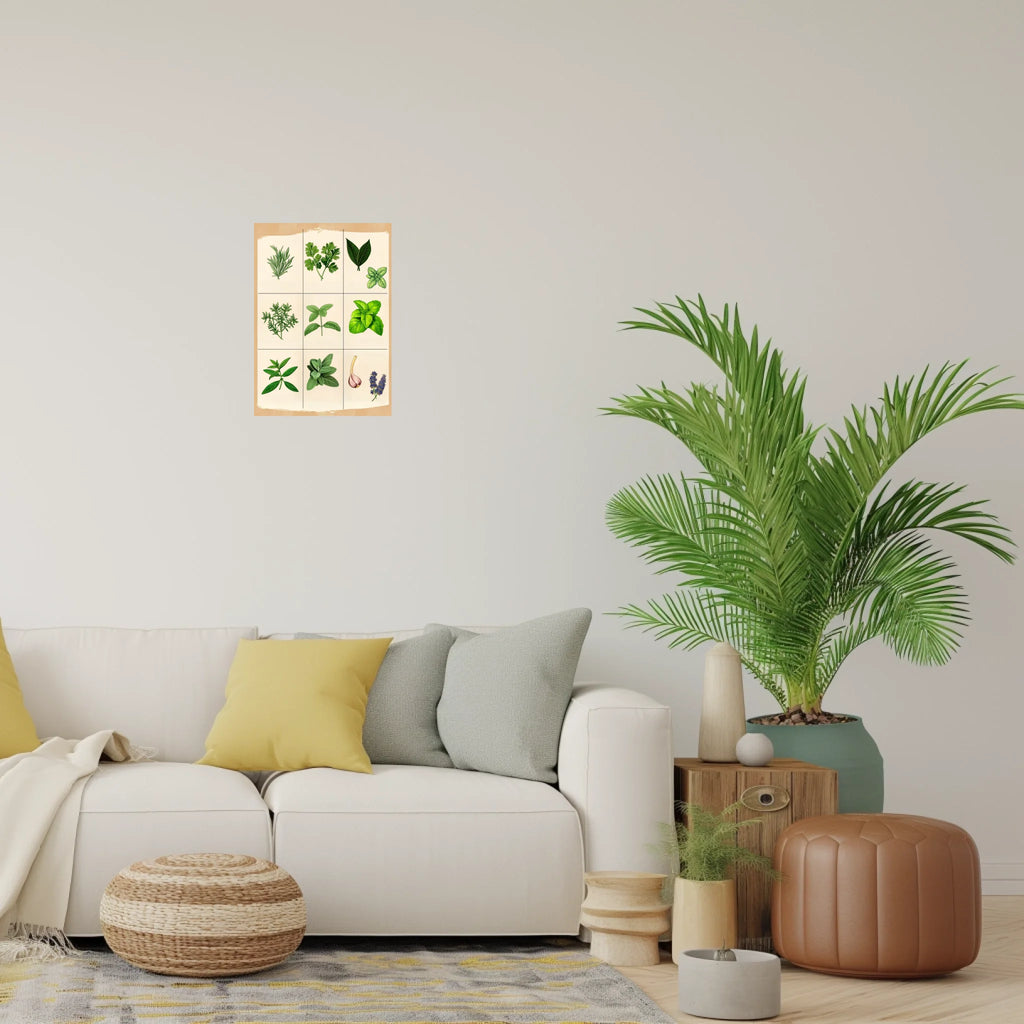 High-resolution visual of the Moroccan culinary herbs wall art, shown either in a stylish interior setting or as a detailed product mockup.